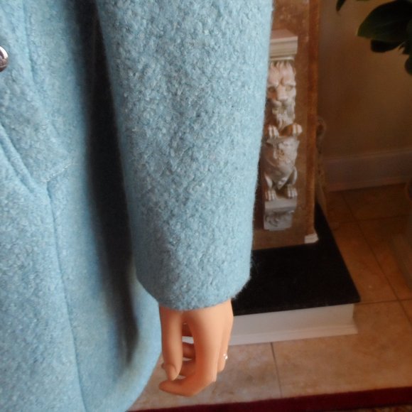 New Ann Taylor Sky Blue Wool Blend Pea Coat Size PL - Picture 12 of 16